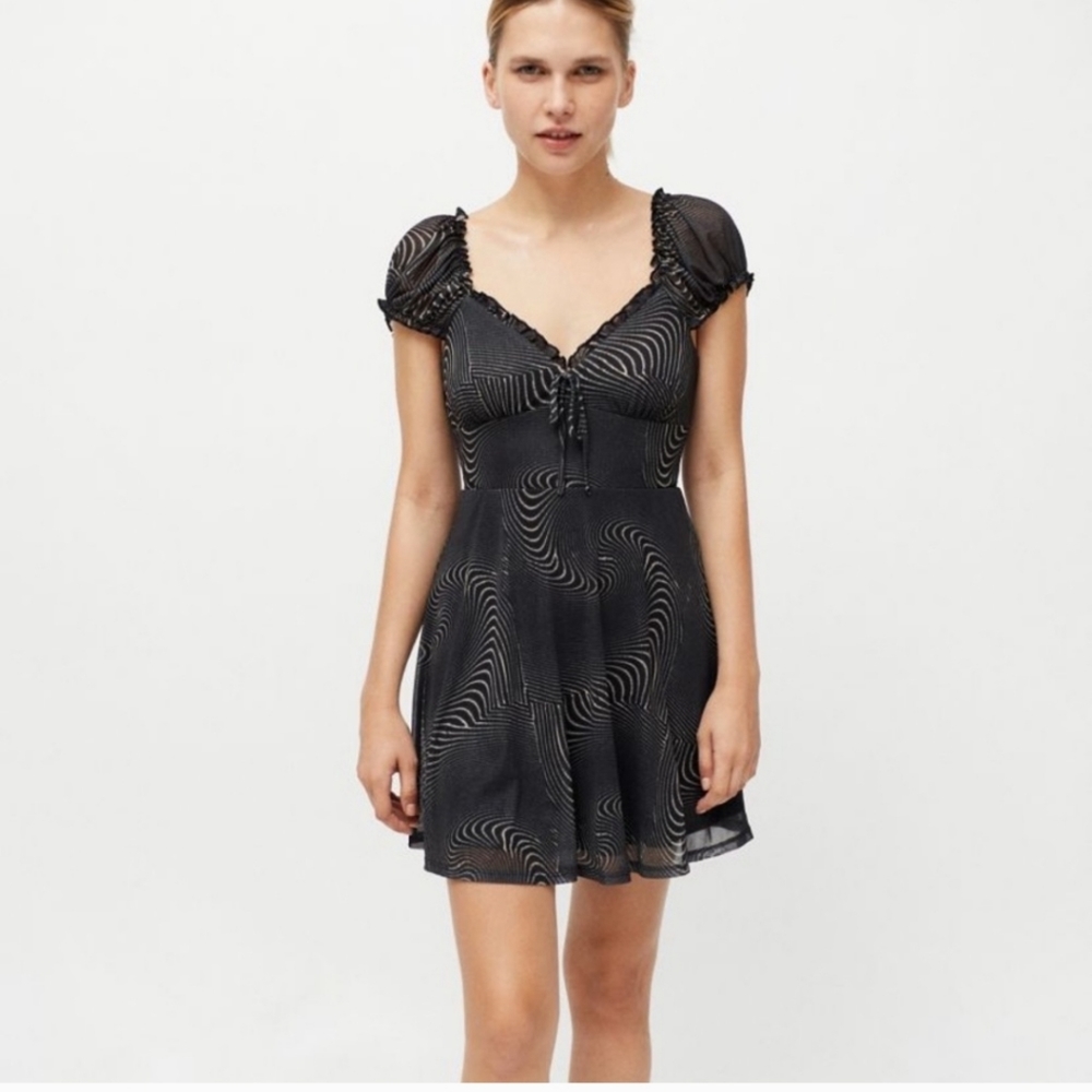 Urban Outfitters S Mini Smocked Dress Black